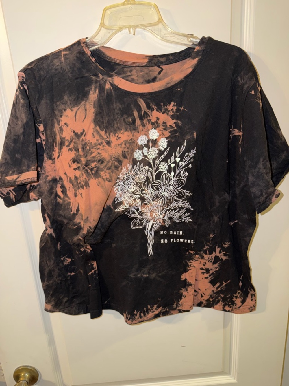 SHEIN Black and Rust Tie-Dye Floral Graphic Tee
